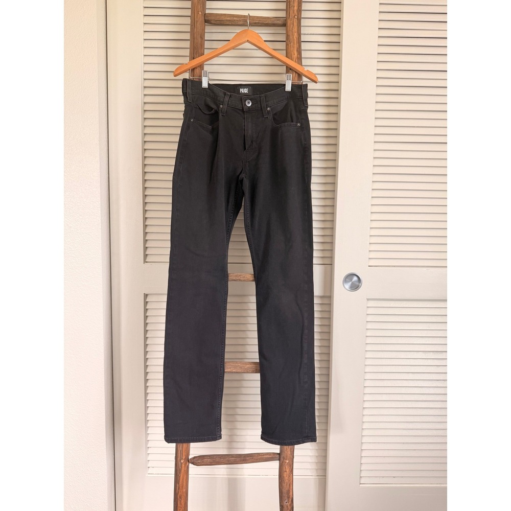 PAIGE Federal Slim Straight Jeans Mens 31‎ Black Excellent Stretch Denim
